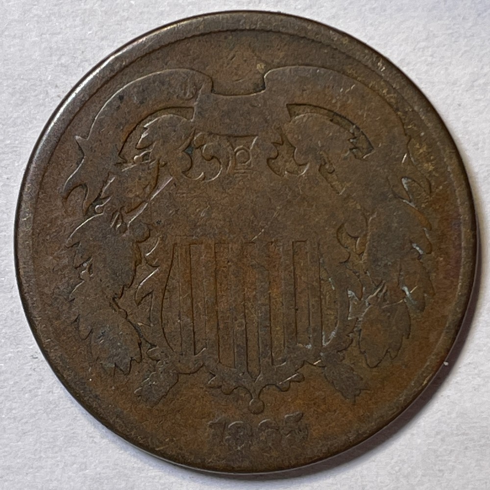 1865 Two Cent Piece Good G Coin #10471