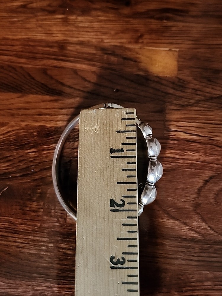 KC Signed Silvertone Bracelet Light Blue Glass Beads