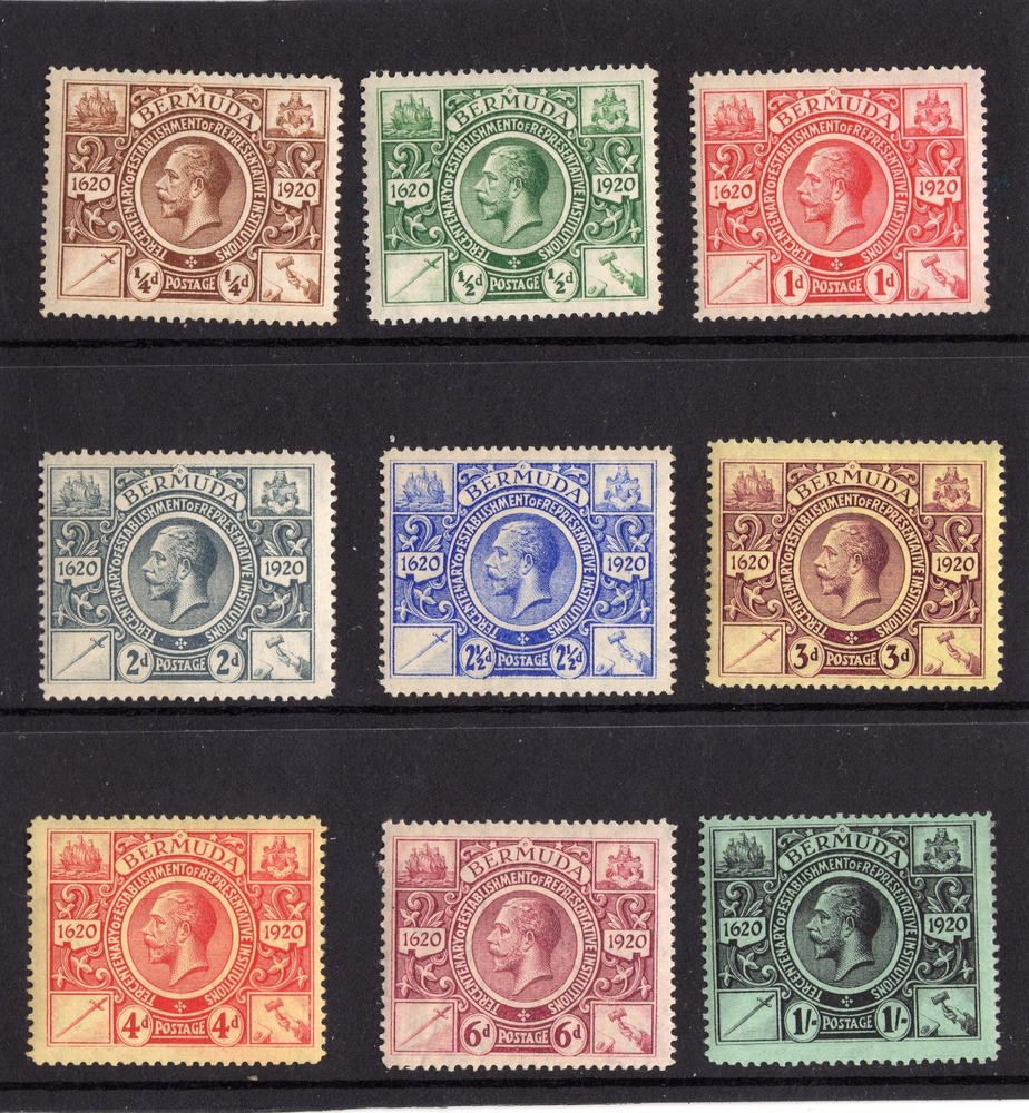 BERMUDA KGV 1920-21 Tercentenary complete set SG 59-67 UNMOUNTED MINT