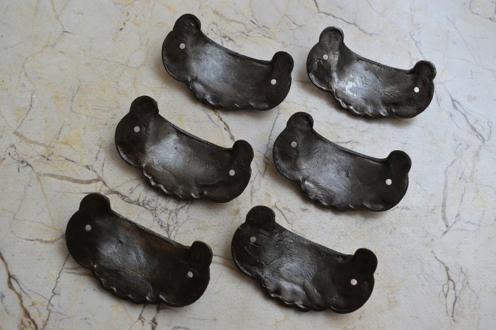 Victorian Cast Iron Cup Pull Handle Rustic Cabinet Kitchen Drawer Handle 6 Pcs