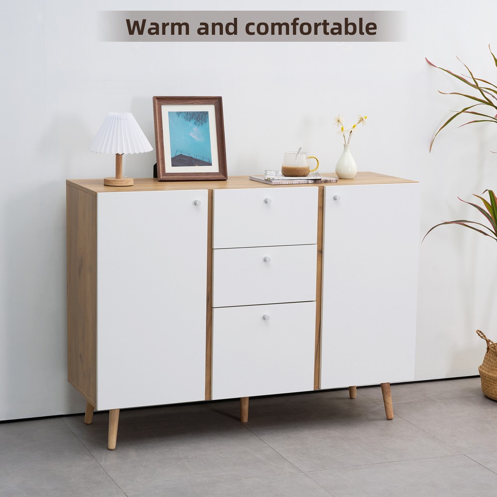 Sideboard Buffet Cabinet with 3 Drawers 2 Doors Buffet Cabinet with Shelves