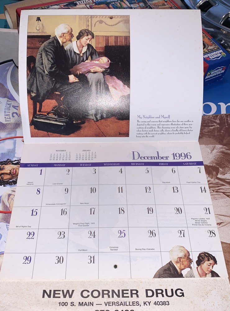 Vintage 1997 Norman Rockwell Pharmacy Calendar