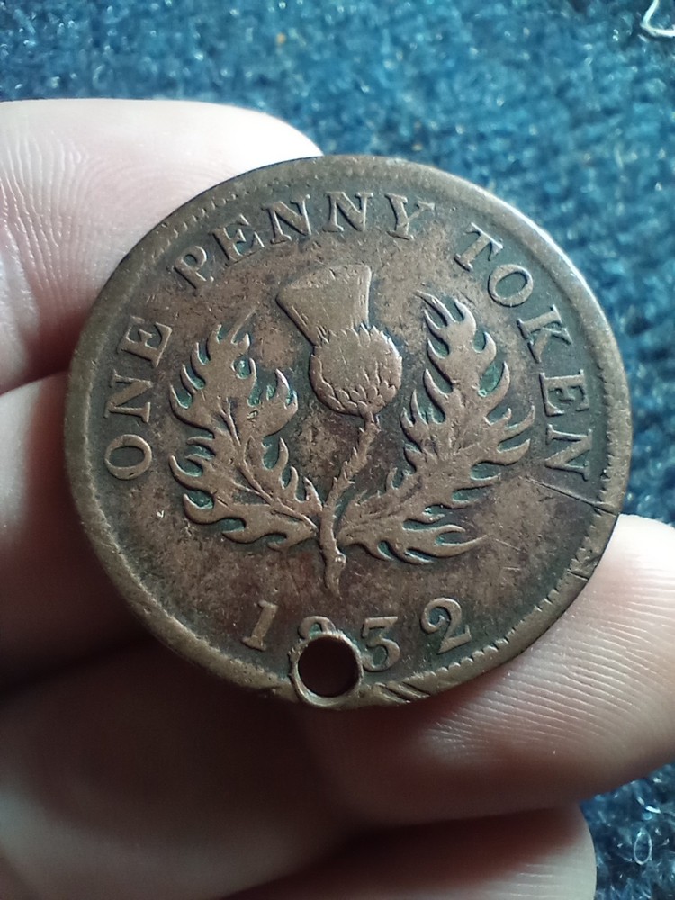 1832 Nova Scotia Half Penny Token, Holed