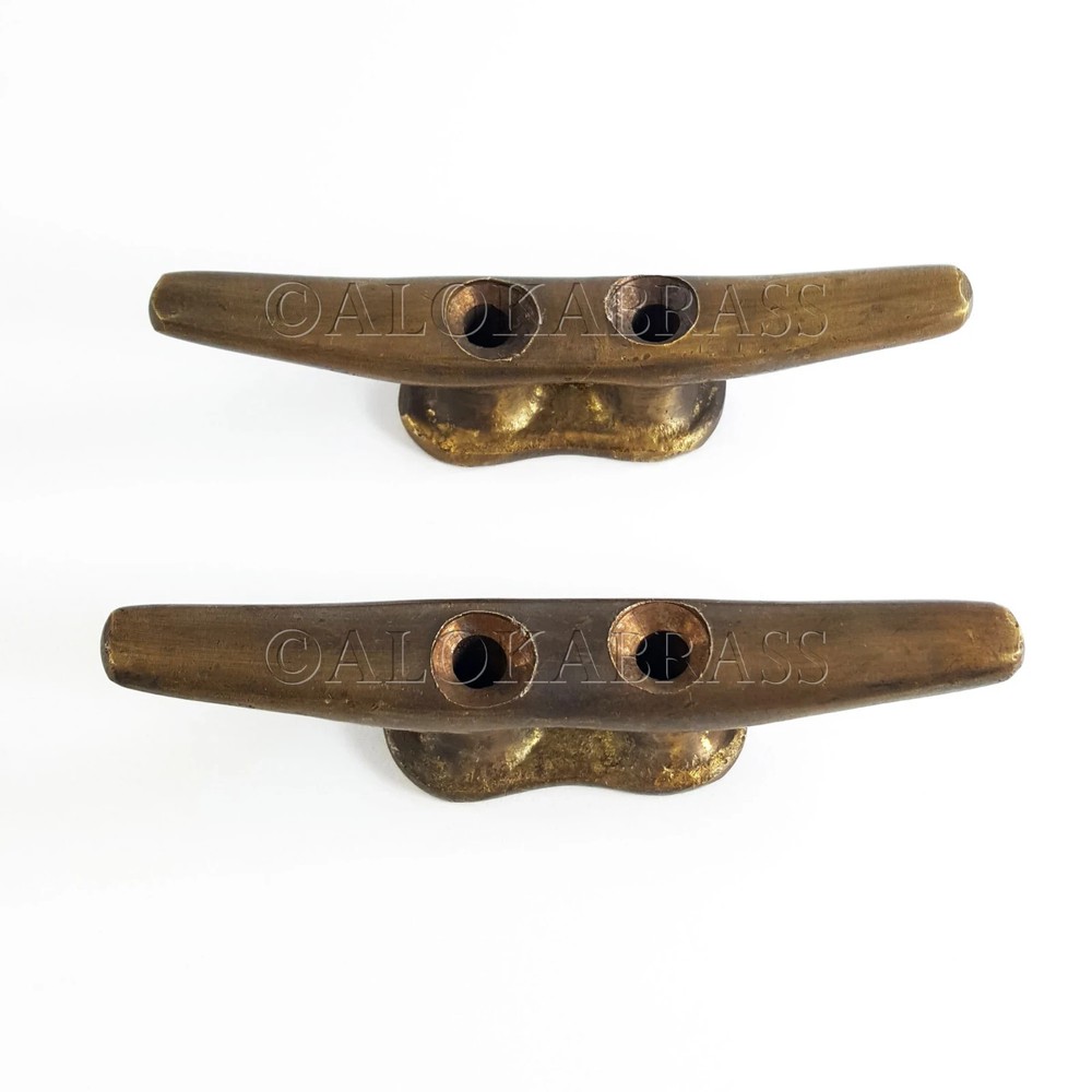 4 brass small Cleat Tie Down Small rustic Hand Cast 10.5cm Rope Solid Heavy 4"