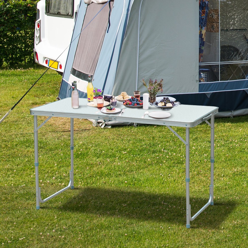 47" Folding Camping Table with Height Adjustability, Lightweight Portable Table