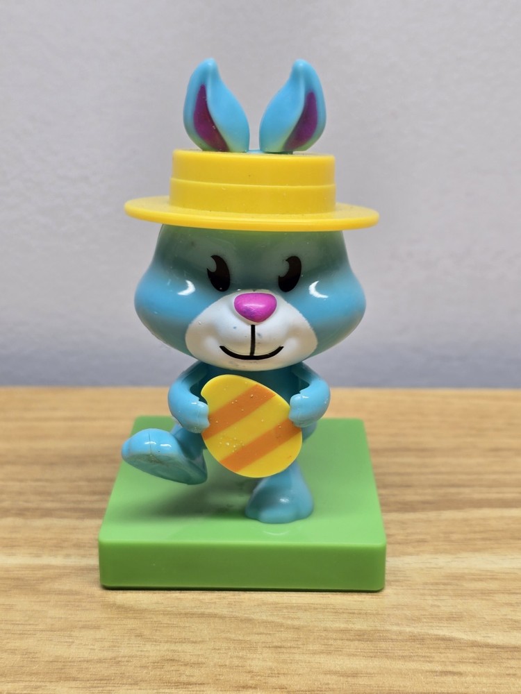 Solar Powered Dancing Bobblehead Bunny with Yellow Hat & Egg