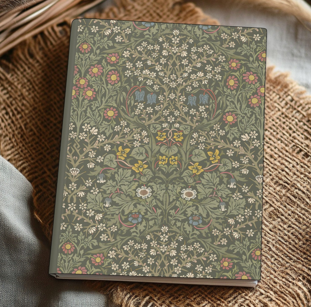 Dark Cottagecore Journal #1, William Morris Blackthorn Notebook, Floral Diary