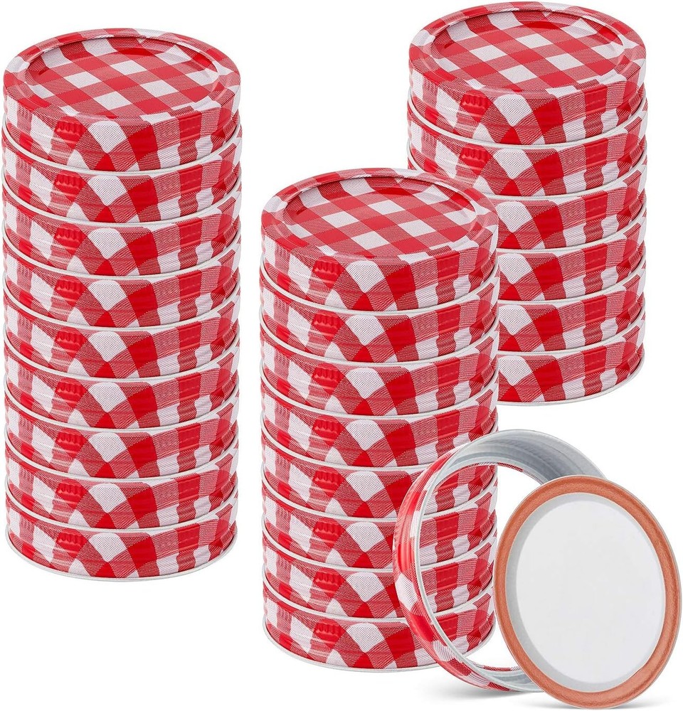 48pcs/24Set Regular Mouth Canning Lids Bands Split-Type for red and white