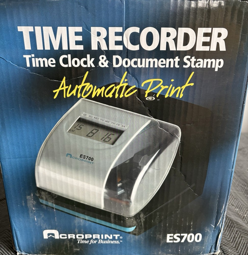 Acroprint ES700 Time Recorder - Key Not Included - Tested Powers On