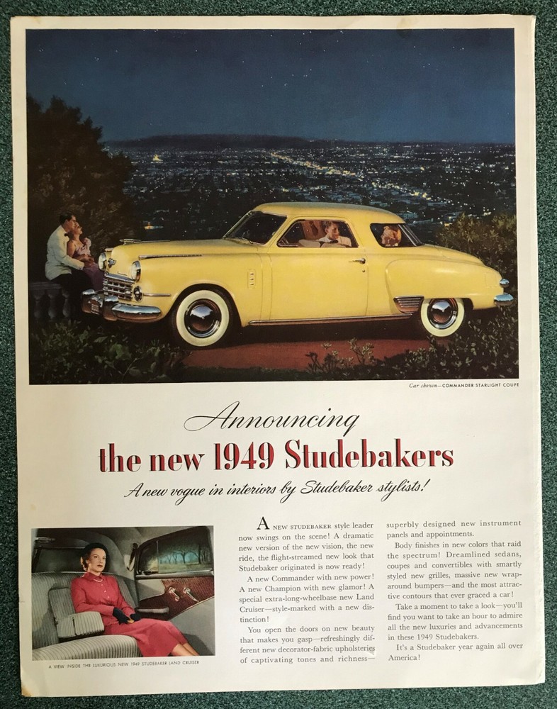Studebaker 1949 Car Company  Ad