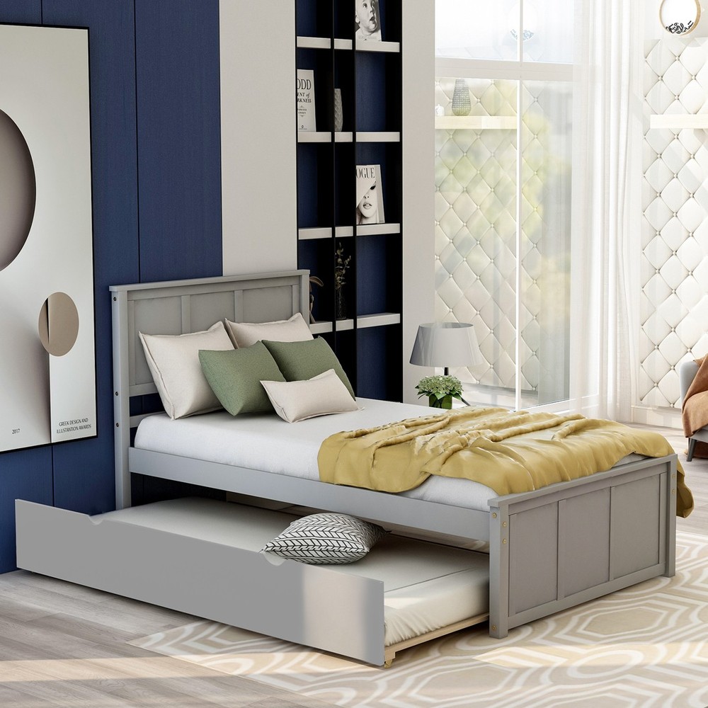 Platform Bed with Trundle Twin Size Frame