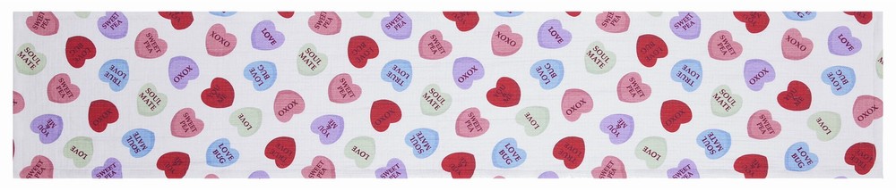 Conversation Hearts Table Runner Cotton