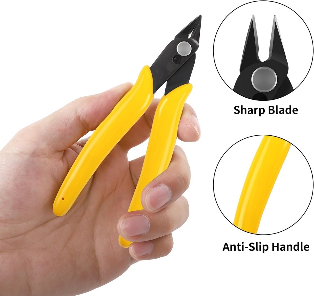 HongWay 5pcs Micro Flush Cutters, Wire Cutter with 5"- 5 Pack, Yellow