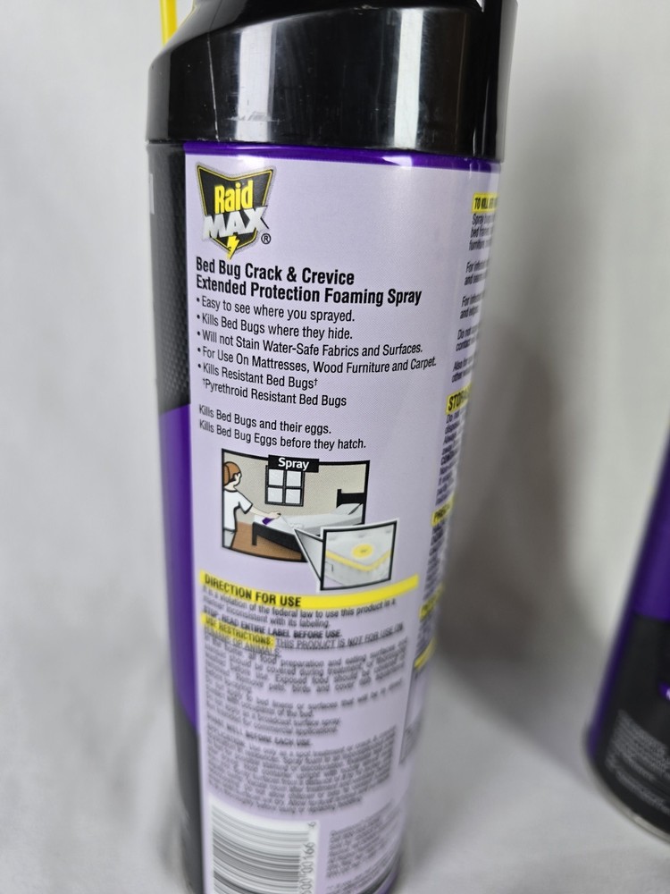 2x Raid Max Bed Bug Crack And Crevice Foaming Spray 17.5 oz Each