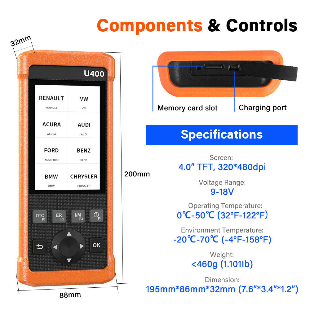 LAUNCH U400 OBD2 Scanner Code Reader Injection ENGINE System OIL EPB Diagnostic