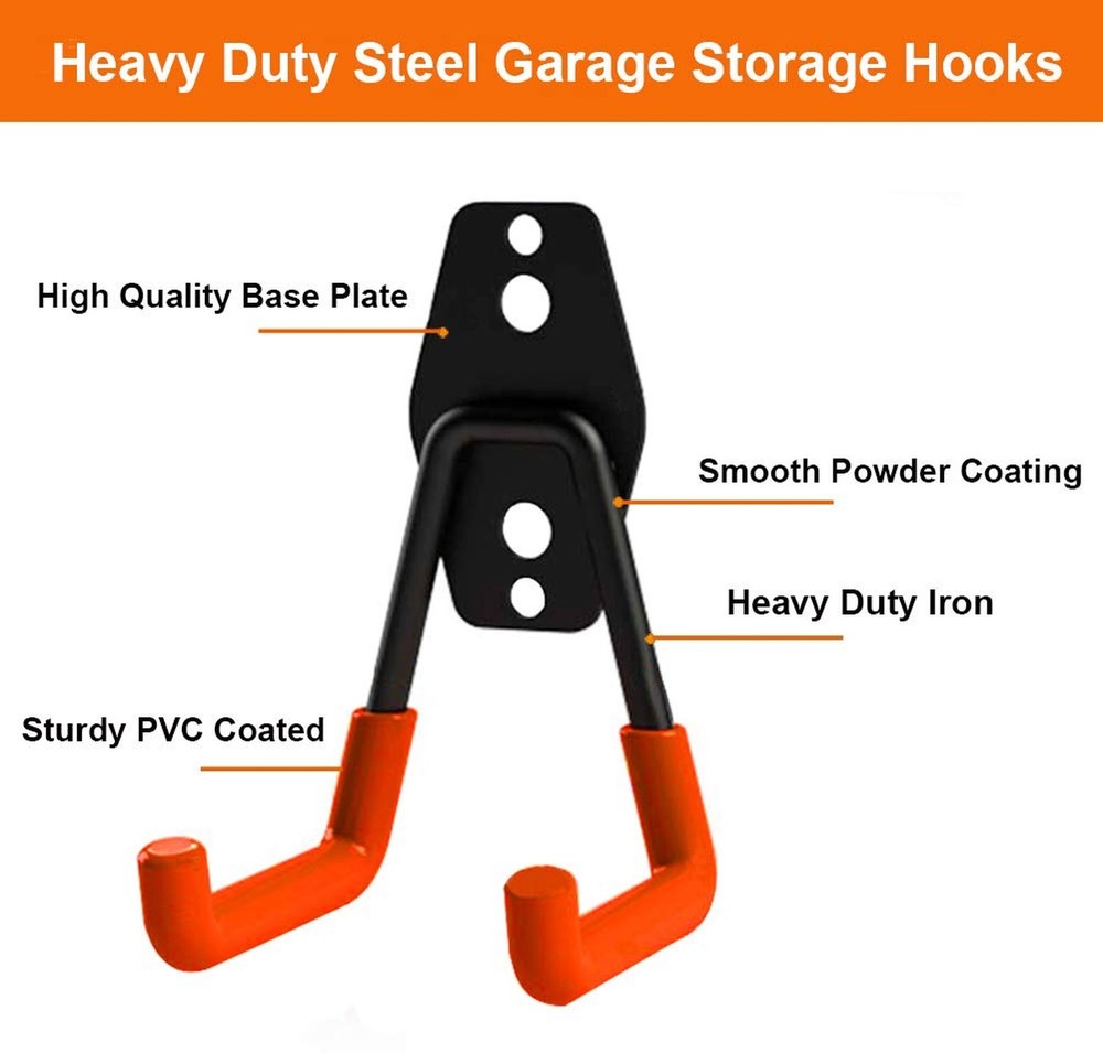 Dirza Garage Hooks 10 Pack Steel Garage Storage Utility Double Hooks, Heavy D...