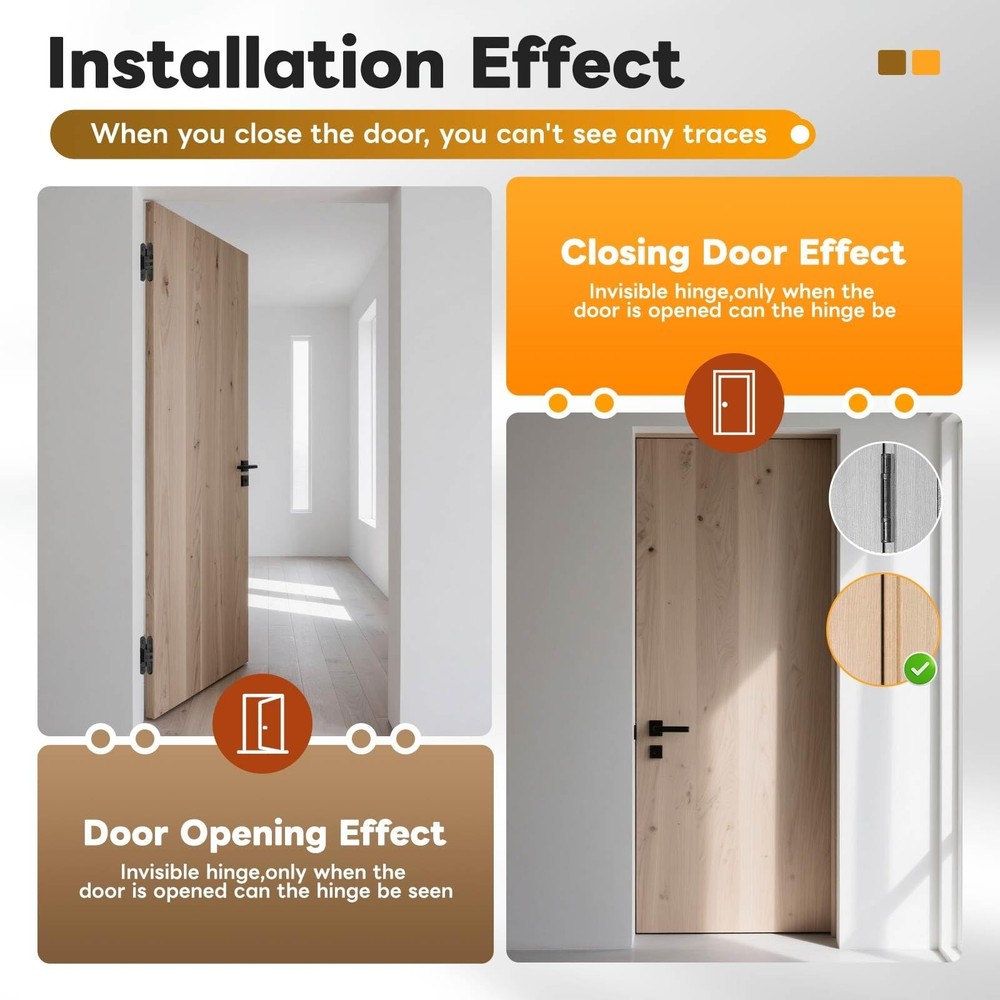 Invisible Hinges for Cabinet Doors,Completely 180° Hidden Hinges,Concealed