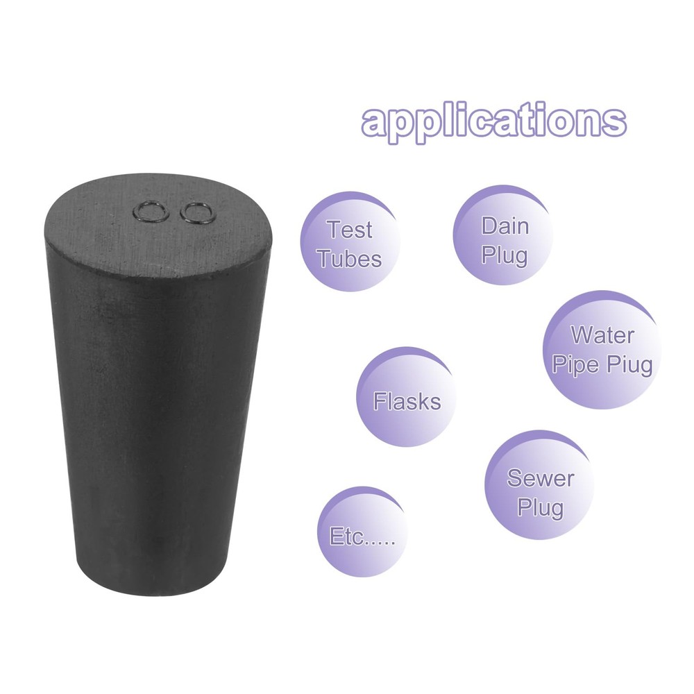 Rubber Tapered Plug 11mm to 15mm Solid Test Tubes Bungs Stopper Black 12 PCS