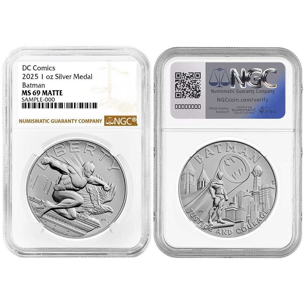 2025 1-oz Batman DC Comics Silver Medal NGC MS69 Brown Label