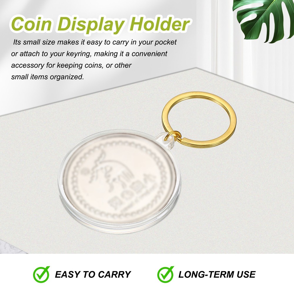 Plastic Coin Holder Keychain, 2Pcs Coin Case with Key Ring, Silver
