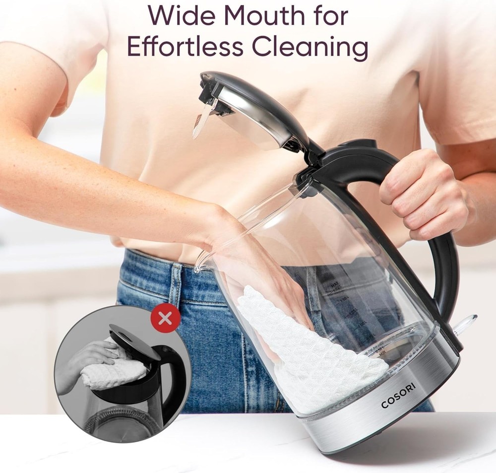 Electric Kettle, No Plastic Filter & Spout, 1.8Qt Tea Kettle & Hot Water Boil...