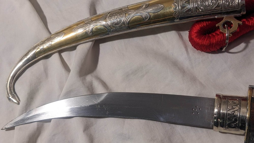 Authentic 16-3/4" Morocco Dagger Khanjar Handmade Silver Dagger Berber + CORD