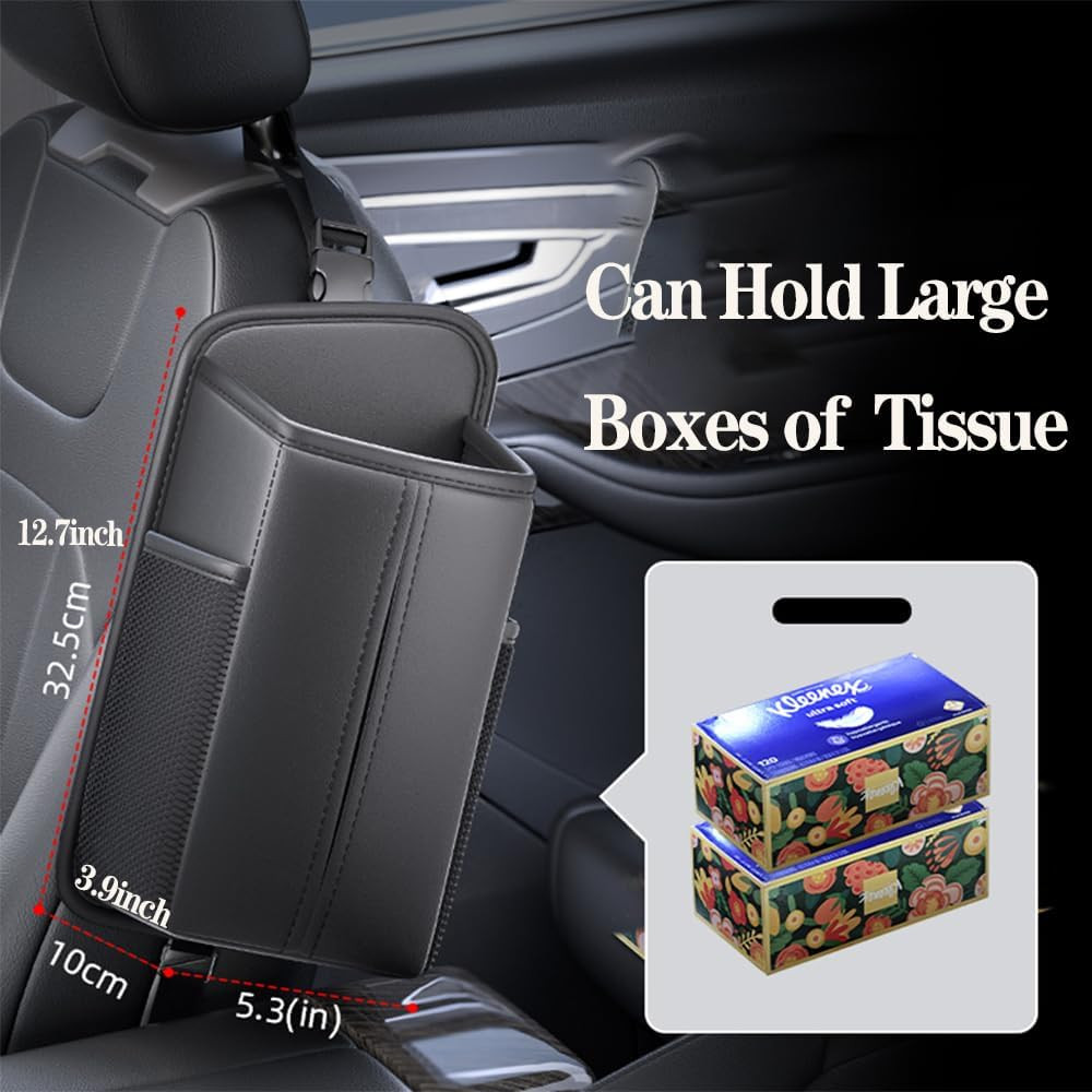 Car Tissue Holder, Multi-Purpose Car Storage Organizer, Fits Large Tissue Box, S