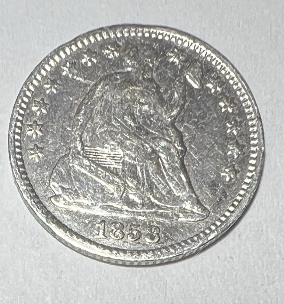 1858-P Seated Liberty Half Dime Great Cleaned Coin!!