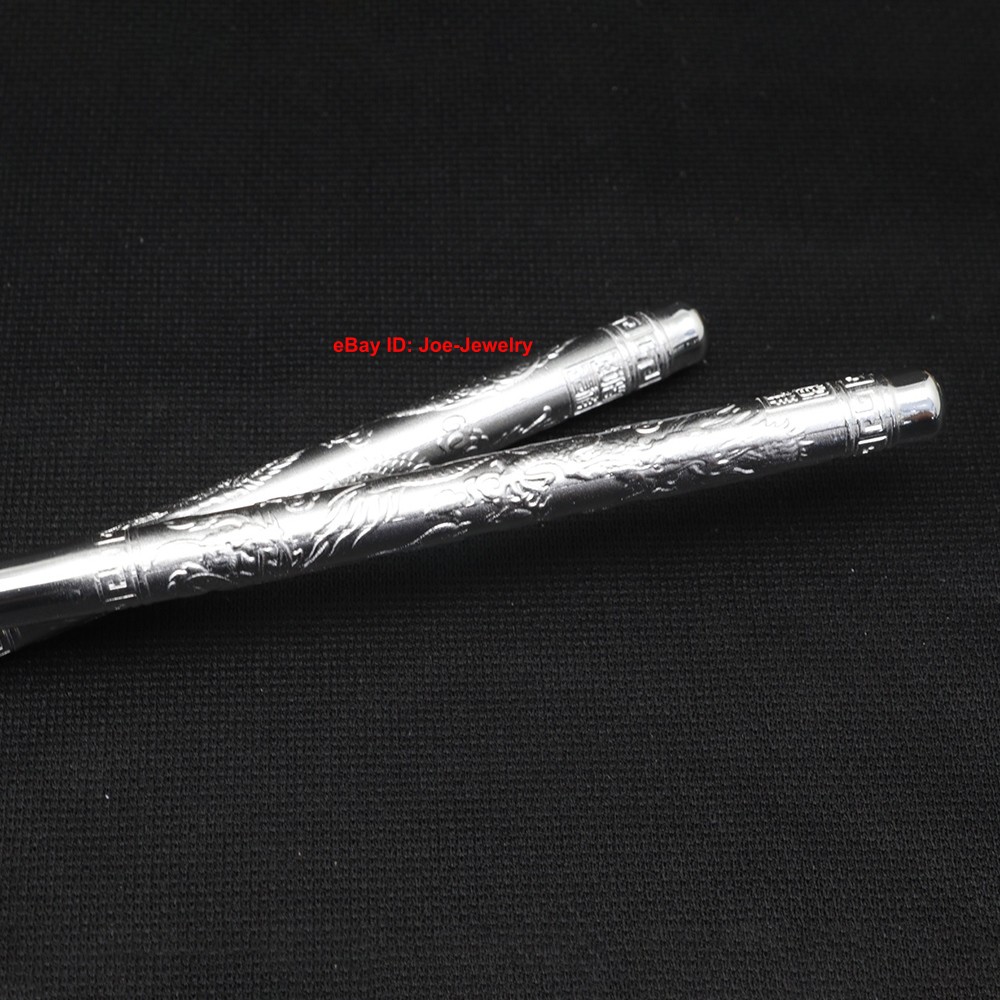 Real 999 Fine Silver Chopsticks Silver Healthy Tableware Dragon Phoenix Handle
