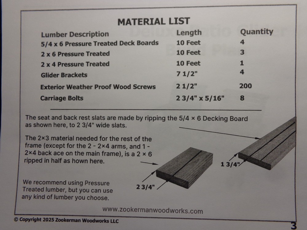 Delux Patio Glider Plans.
