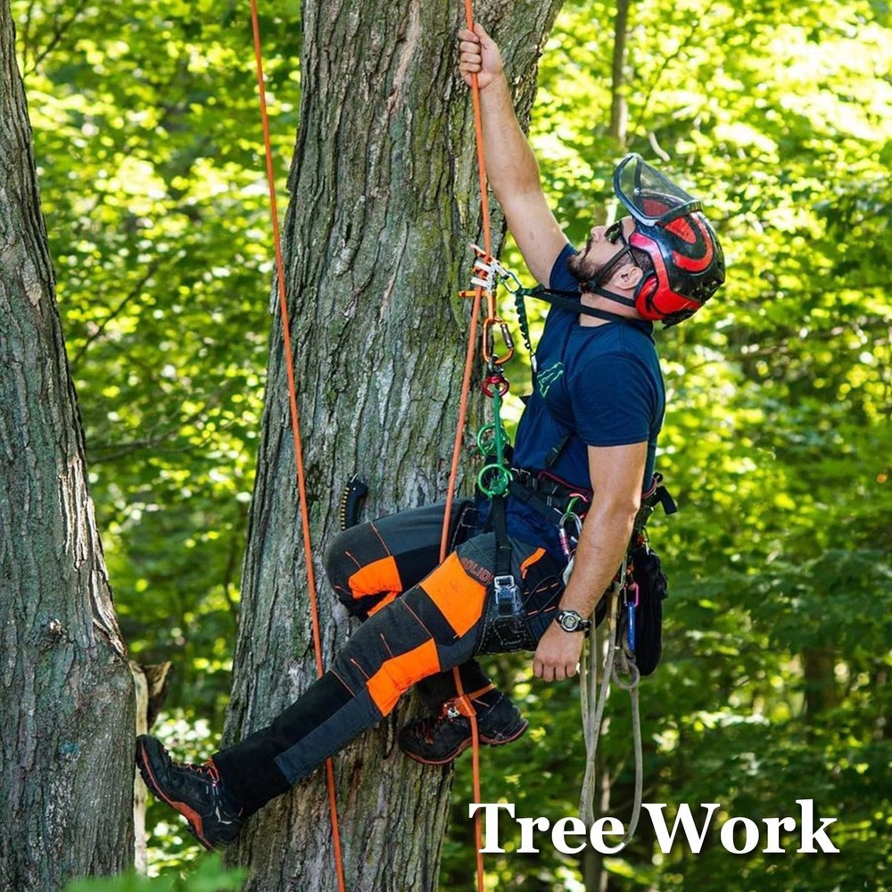 1/2 in x 100 ft Double Braid Arborist Rigging Rope, 48 Strands Polyester Bull...