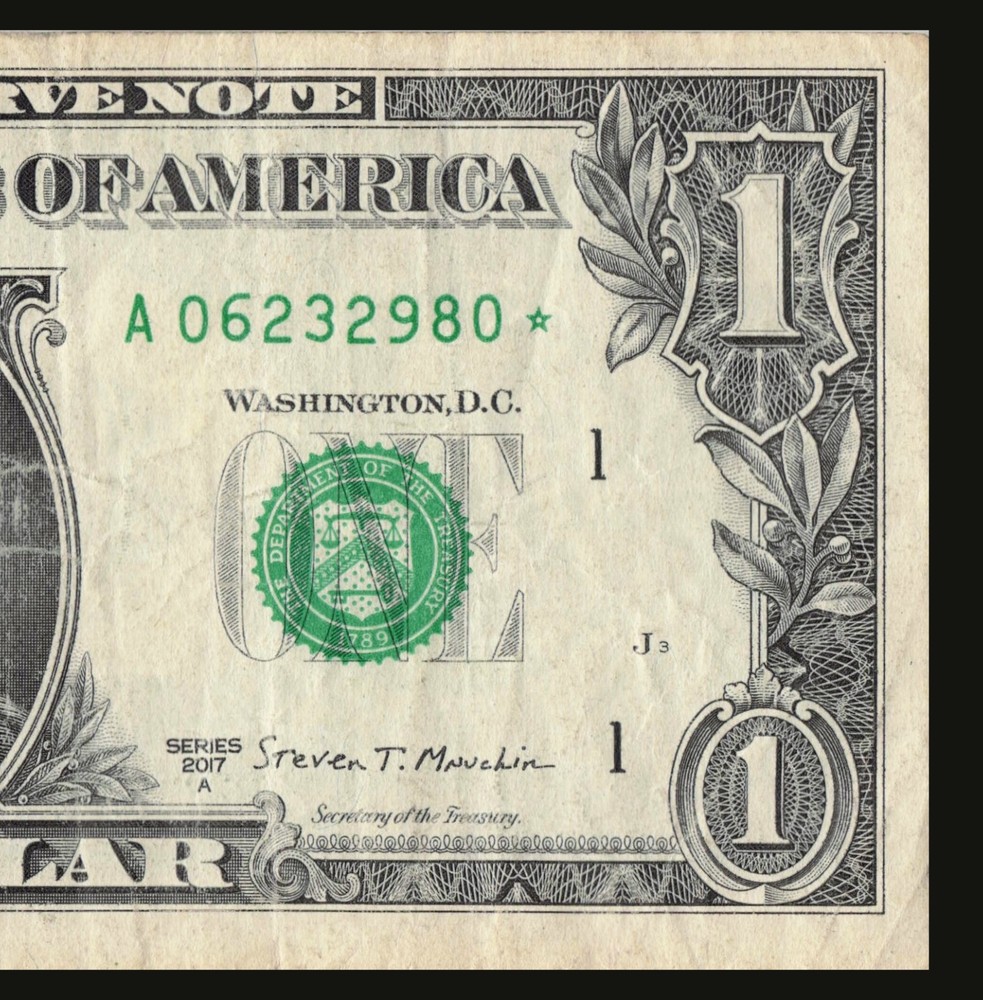 Series 2017A Star Note A Boston 3.2 M Pack Note Run $1 Dollar Bill DC A06232980*