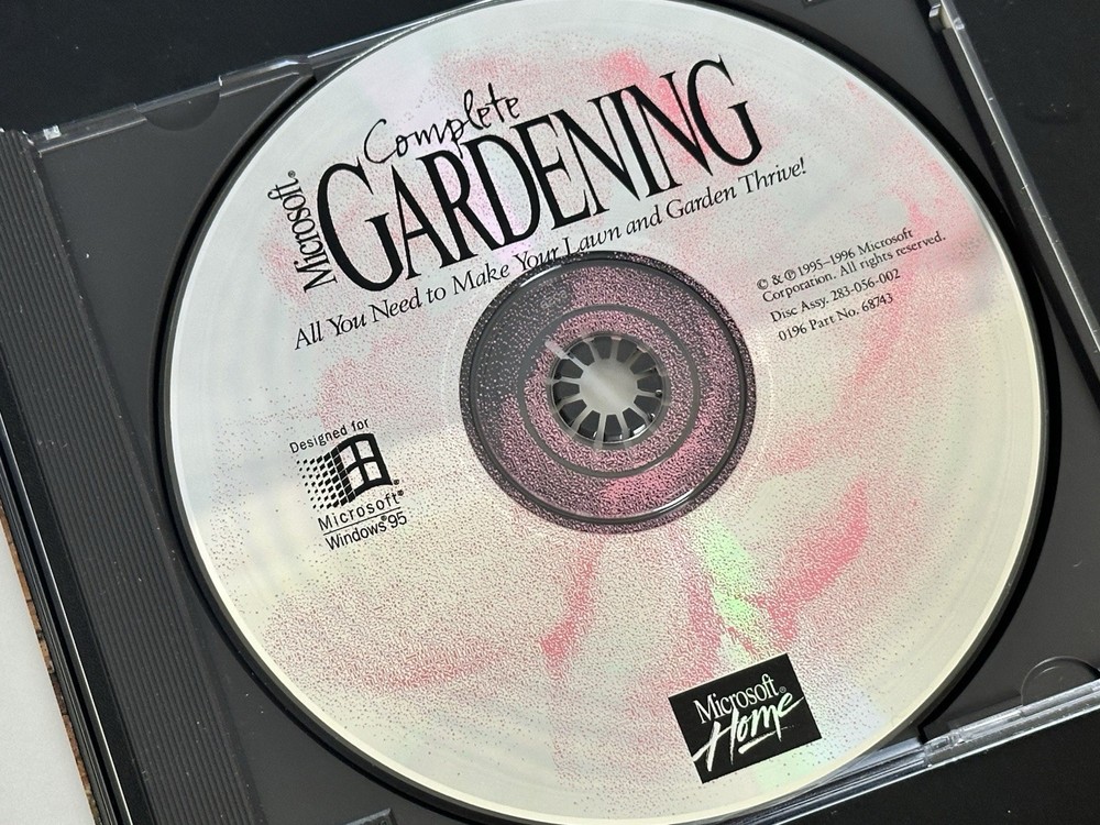 Microsoft Complete Gardening Windows 95 CD-ROM 1996 Vintage PC Software