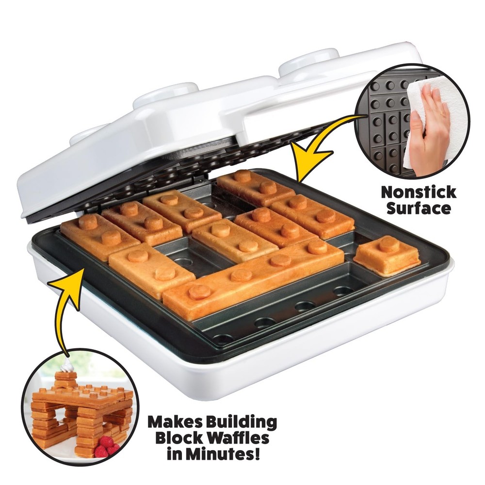 Building Brick Waffle Maker- Cook Fun Buildable Waffles or Pancakes- Make Hou...