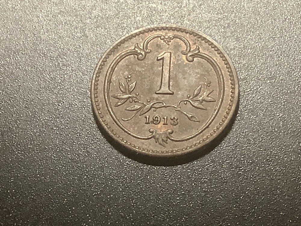 1913 Austria 1 Heller - High Grade