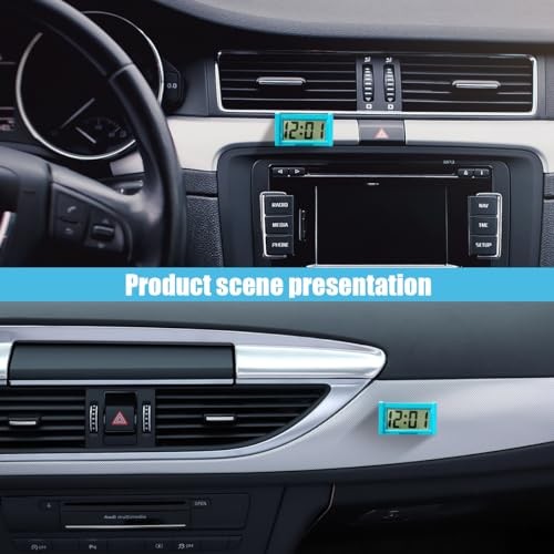 Small Electronic Dashboard Car Time Clock Self-Adhesive Mini Car Blue