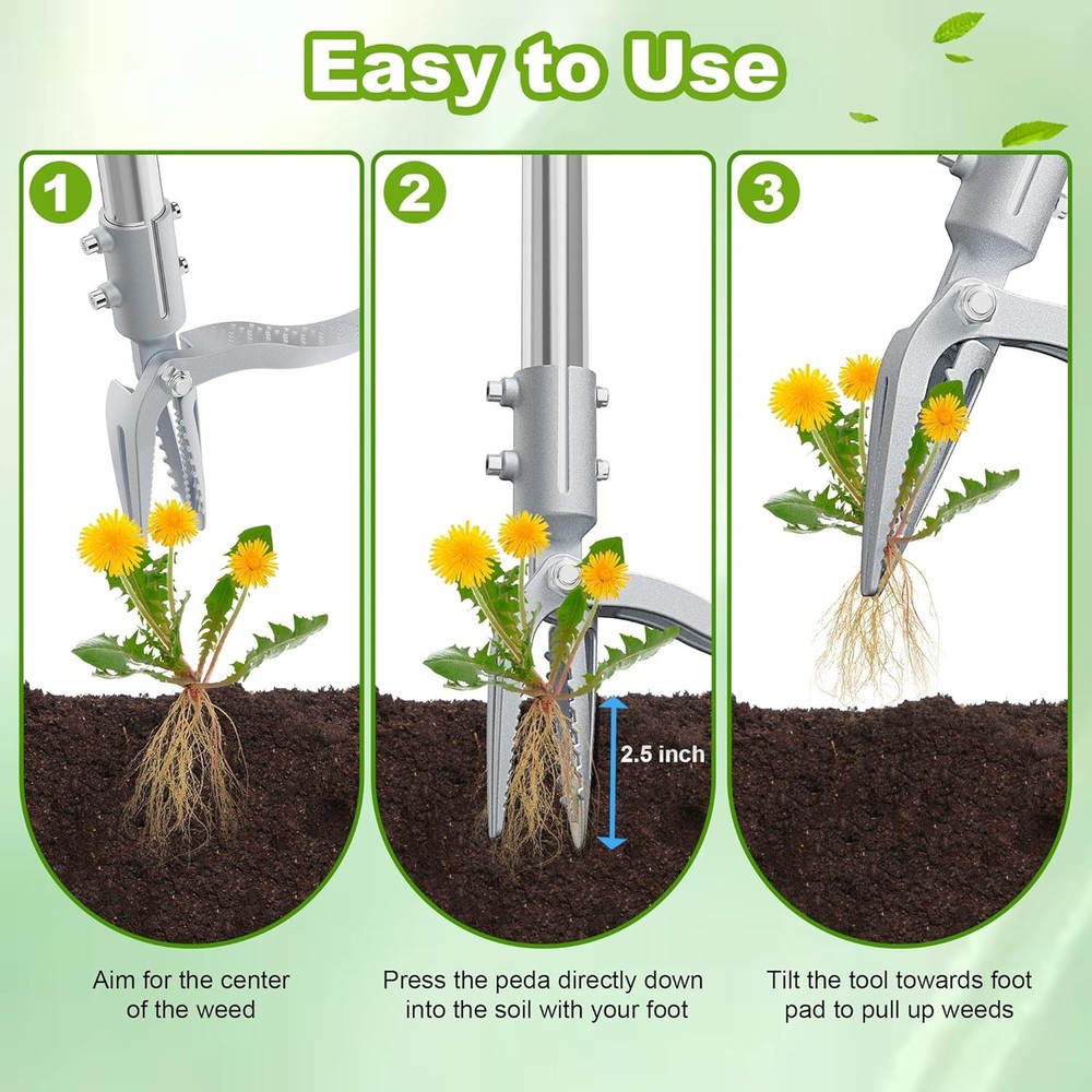 Weed Puller Tool with Gloves, Long Handle Stand up Weed Tool, Heavy Duty Weeder