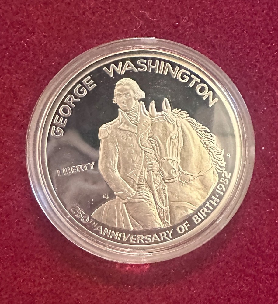 George Washington 1982 250th Anniversary Silver Coin W/COA