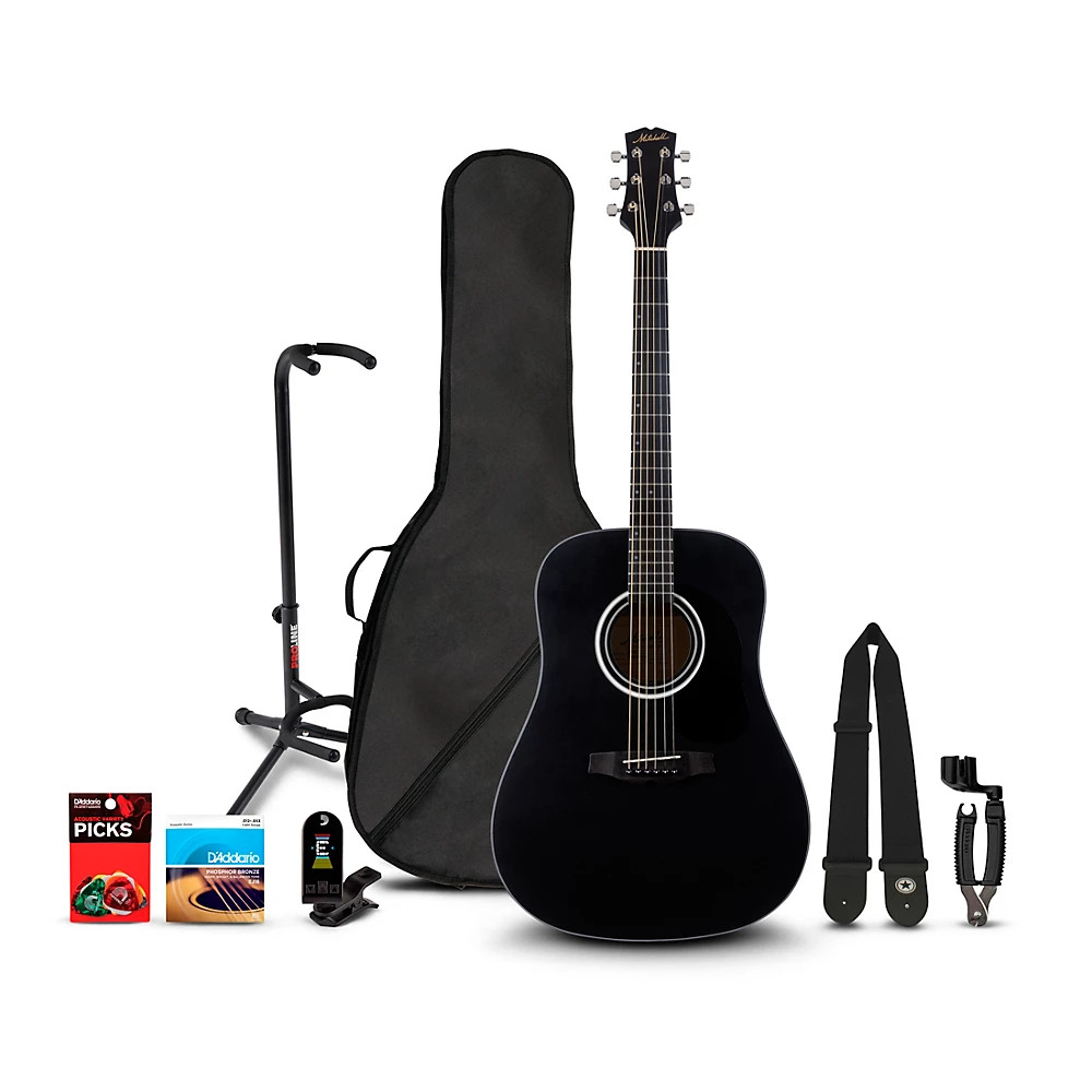 Mitchell Launch D100 Dreadnought Acoustic Guitar Deluxe Pack Black