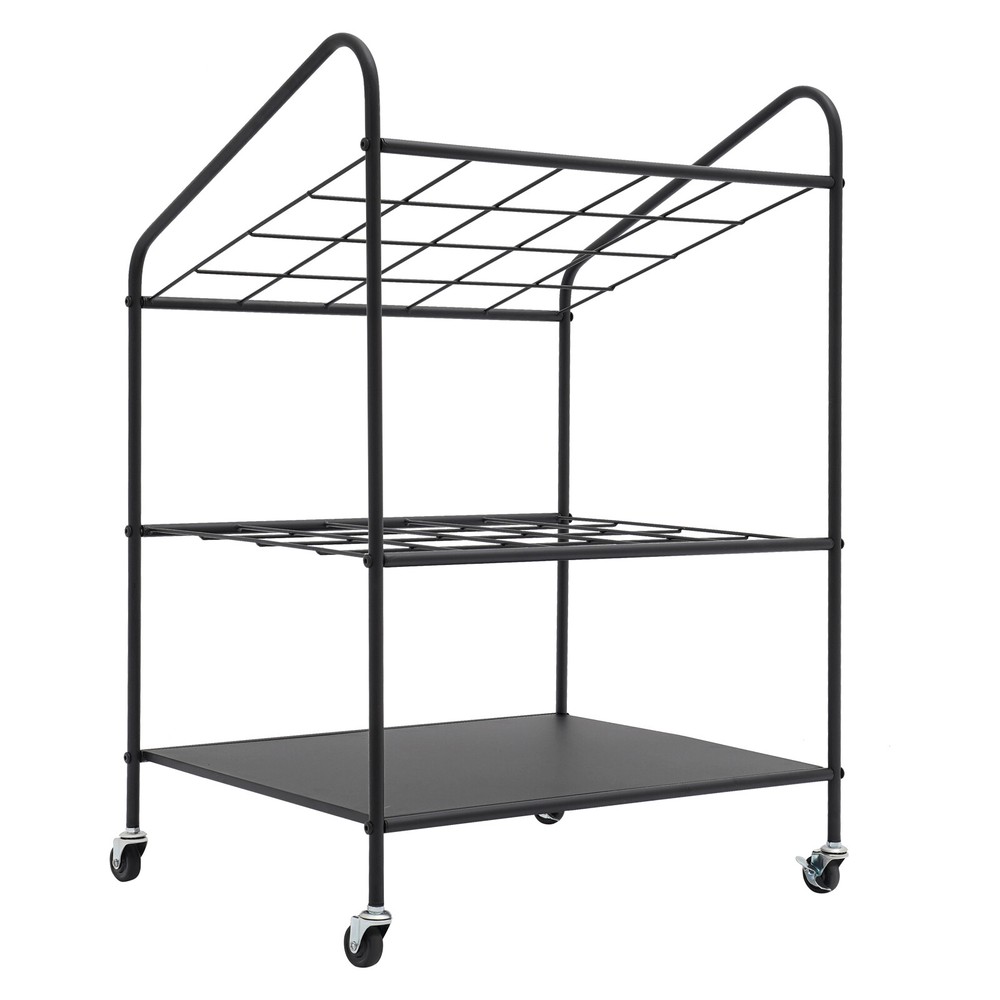 Mobile Paper Rolls Organizer Floor Storage Rack Material Roll Dsplay Rack Black