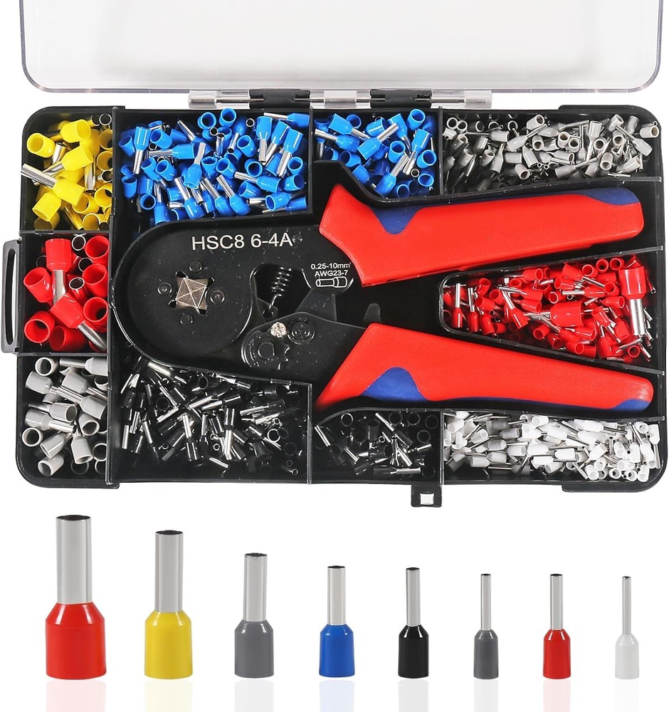 1200pcs Cable Wire Electrical Terminals Ferrule Crimper Plier Crimping Tool Kit