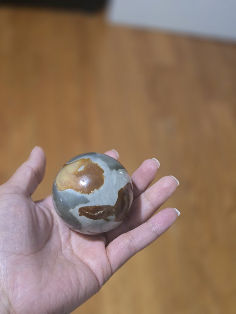 Polished Jasper Sphere Crystal Mineral Decorative Piece Brown and Gray