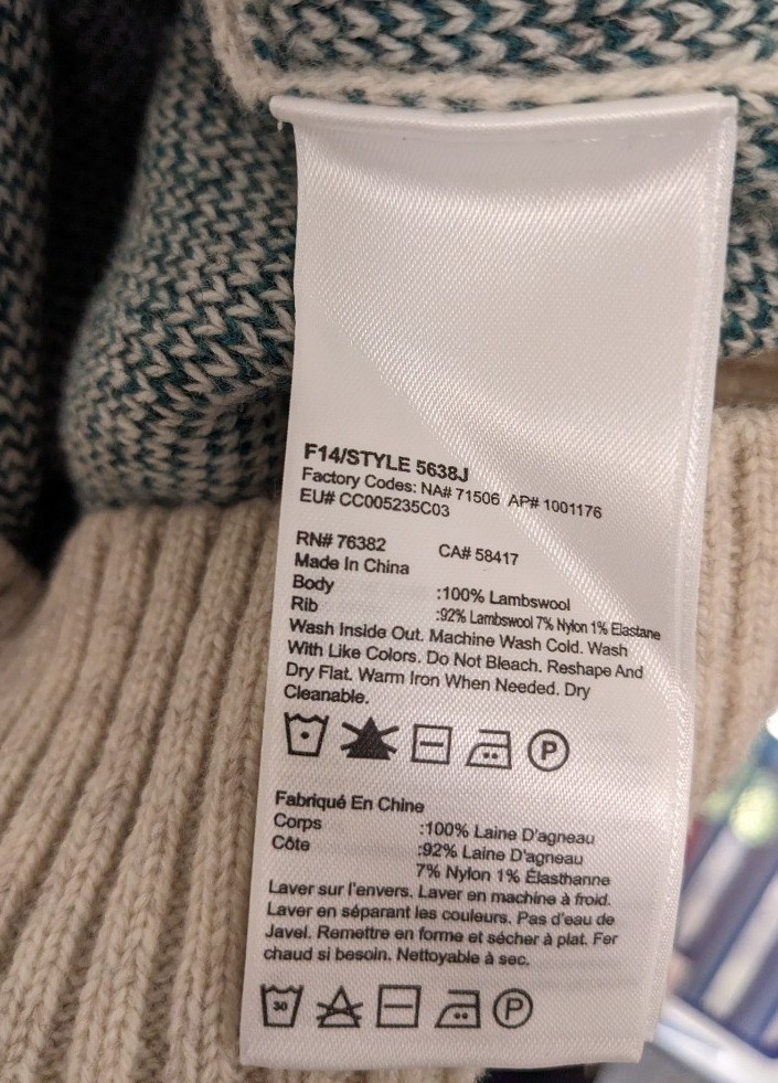 Timberland 100% Lambswool Jumper Pullover Wool Knit Green Beige - Size M