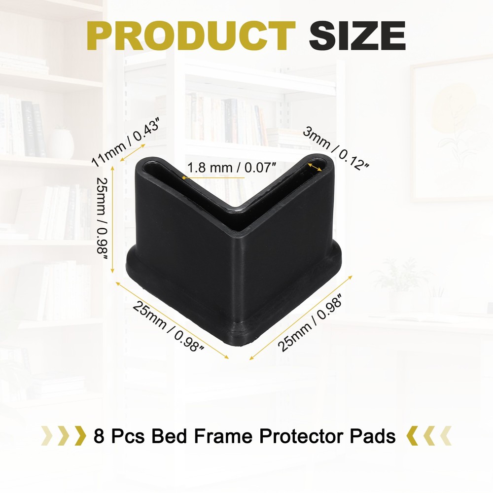8Pcs 1" Bed Frame End Caps, Angle Iron Foot Pad Leg Protector, Black