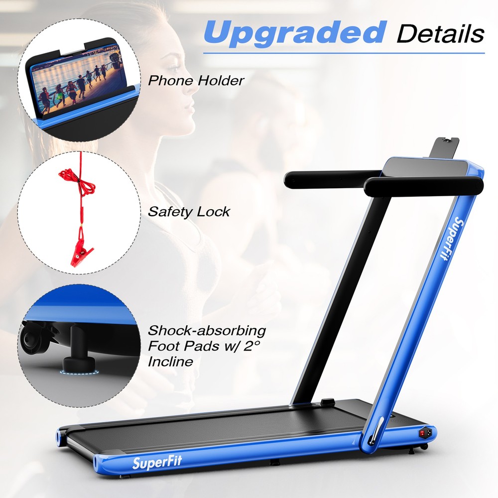 Motorized Treadmill Folding Under Desk Electric Treadmill Navy