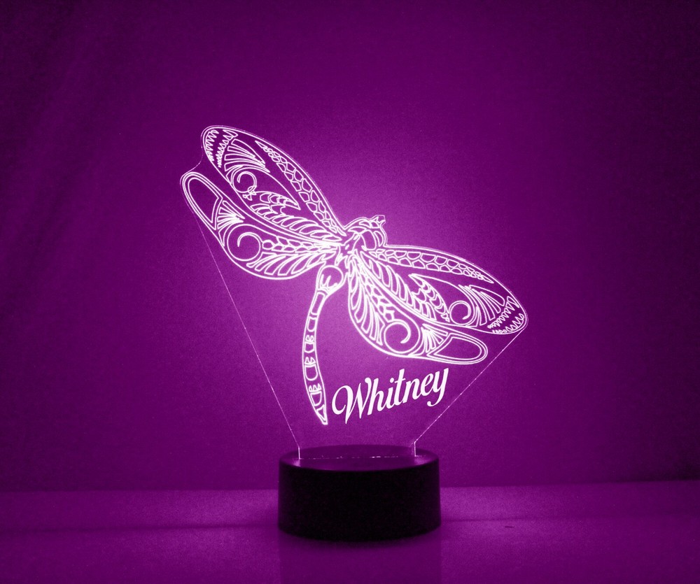 Dragonfly Personalized Night Lamp - FREE Engraved Name - LED Night Light
