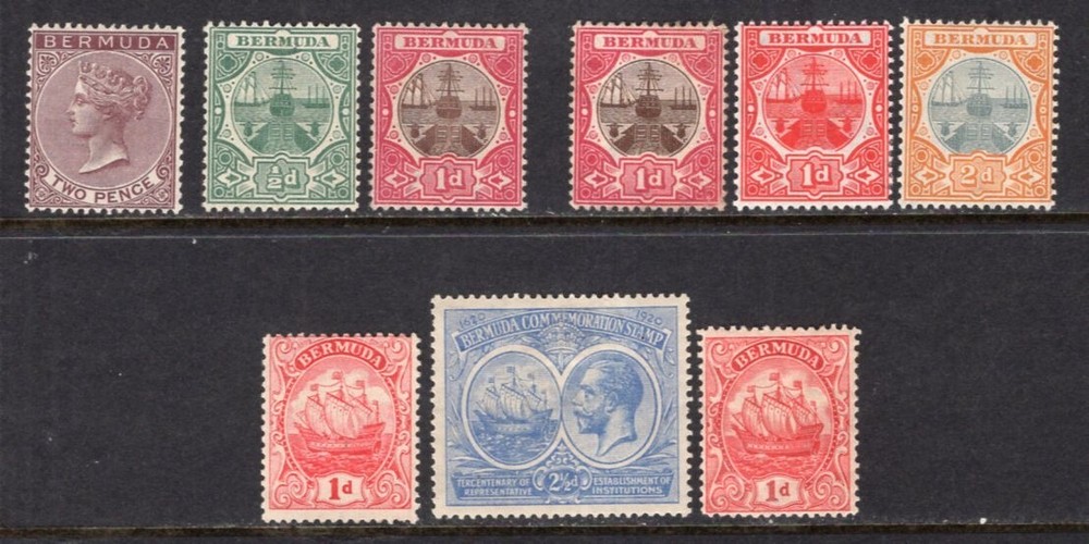Bermuda 1898-1928 Group of 9 Better Stamps Mint CV$167