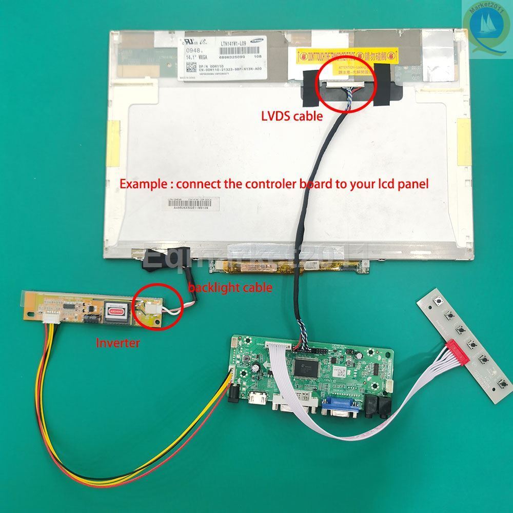 VGA DVI HD-MI LCD Display Controller Driver Board Kit for B154PW02 V1 V2 V3