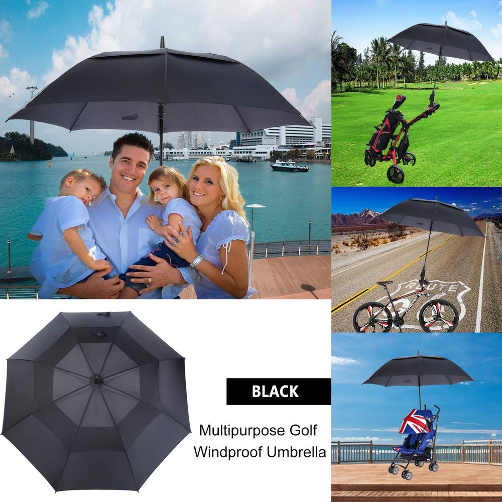 Extra Large Black Golf Umbrella, 54/62/68/72 Inch Automatic Open, Oversize Do...