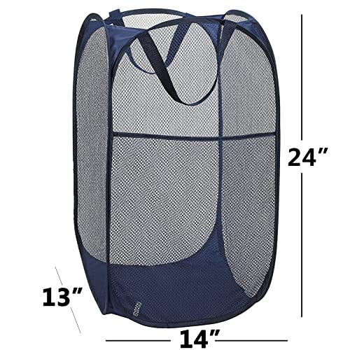 2 Laundry Baskets, pop-up Laundry Baskets, Foldable mesh Laundry Baskets 2 blue